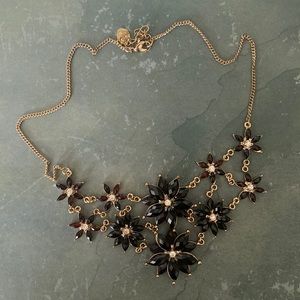 Gold and black floral statement necklace